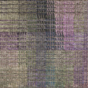 HomeRoots 10' X 14' Stylish Plum Green Brown Abstract Geometric Area Rug - Durable, Washable & UV Protected! 666777
