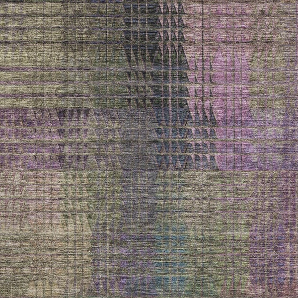 HomeRoots 10' X 14' Stylish Plum Green Brown Abstract Geometric Area Rug - Durable, Washable & UV Protected! 666777