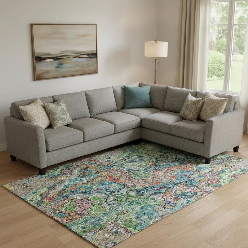 HomeRoots 8' X 10' Vibrant Abstract Washable Area Rug with UV Protection – Perfect for Active Homes & Décor 666793