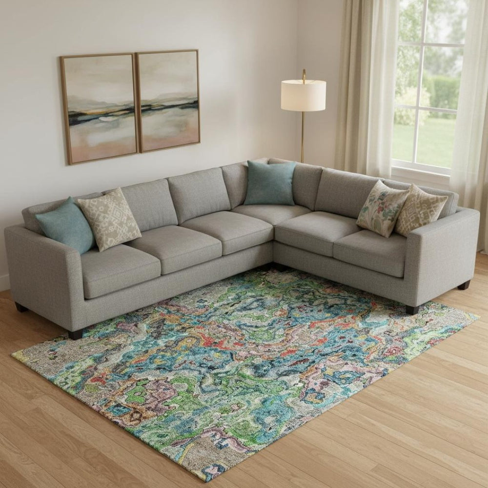 HomeRoots 10' X 14' Colorful Abstract Washable Area Rug with UV Protection – Ideal for High-Traffic Spaces! 666795