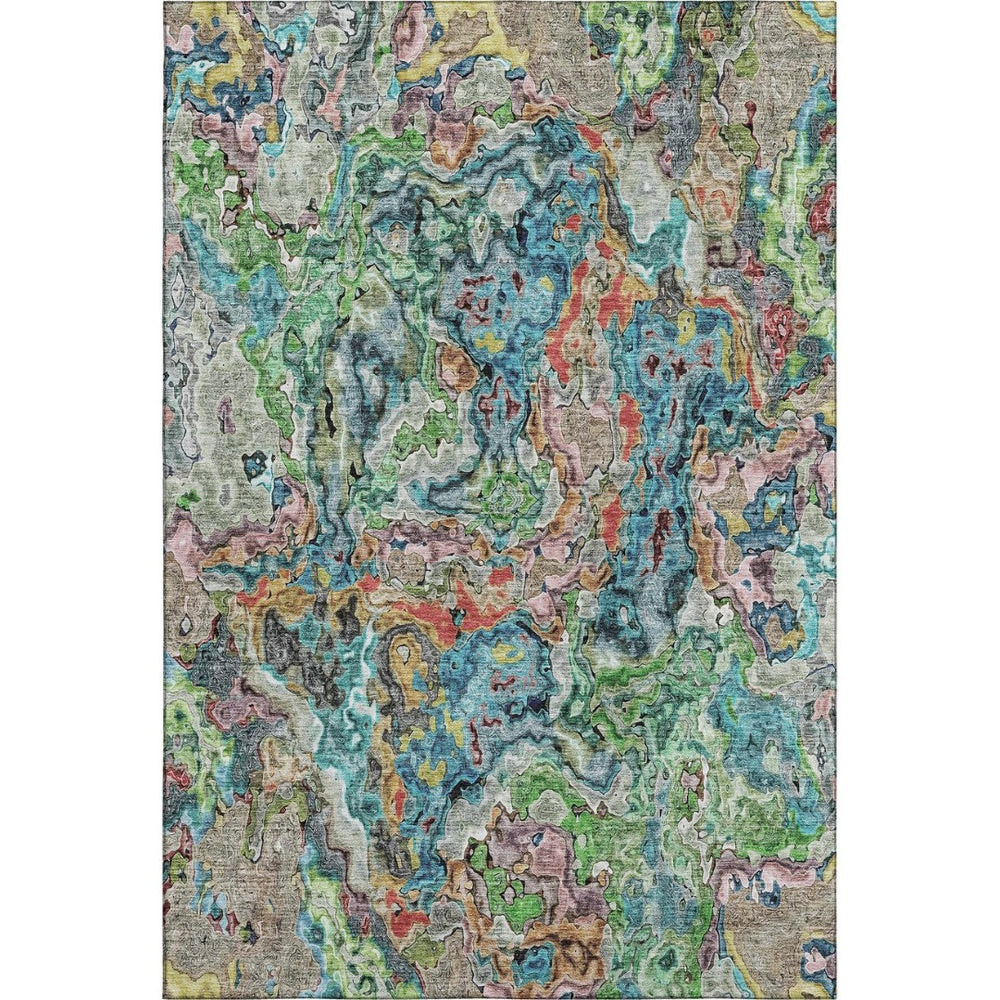 HomeRoots 10' X 14' Colorful Abstract Washable Area Rug with UV Protection – Ideal for High-Traffic Spaces! 666795