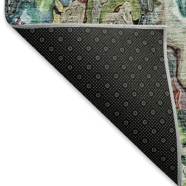 HomeRoots 10' X 14' Colorful Abstract Washable Area Rug with UV Protection – Ideal for High-Traffic Spaces! 666795