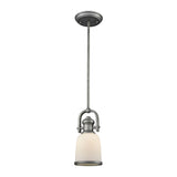 Brooksdale 5'' Wide 1-Light Mini Pendant - Weathered Zinc with White Glass - Includes Adapter Kit 66681-1-LA Elk Lighting