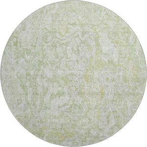 HomeRoots 8' Green and Ivory Abstract Round Area Rug – Washable, UV Protected, Stylish & Durable for Any Space 666810