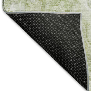HomeRoots 8' Green and Ivory Abstract Round Area Rug – Washable, UV Protected, Stylish & Durable for Any Space 666810