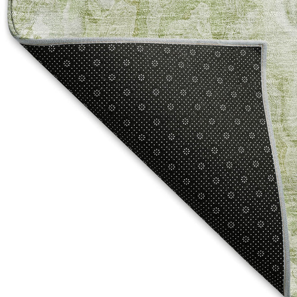 HomeRoots 8' Green and Ivory Abstract Round Area Rug – Washable, UV Protected, Stylish & Durable for Any Space 666810