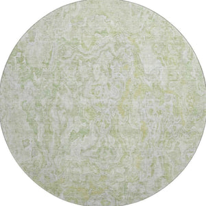 HomeRoots 8' Green and Ivory Abstract Round Area Rug – Washable, UV Protected, Stylish & Durable for Any Space 666810