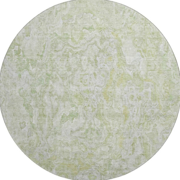 HomeRoots 8' Green and Ivory Abstract Round Area Rug – Washable, UV Protected, Stylish & Durable for Any Space 666810