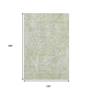 HomeRoots 10' X 14' Green And Ivory Abstract Area Rug – Durable, Washable, UV-Protected for Stylish Living Spaces 666813