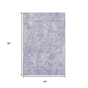 HomeRoots 5' X 8' Abstract Plum and Ivory Washable Area Rug with UV Protection for Modern Homes & Durability 666815