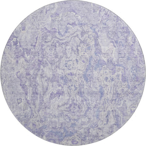 HomeRoots 8' Plush Plum and Ivory Abstract Washable Round Rug - UV Protected, Stain Resistant, and Stylish! 666816