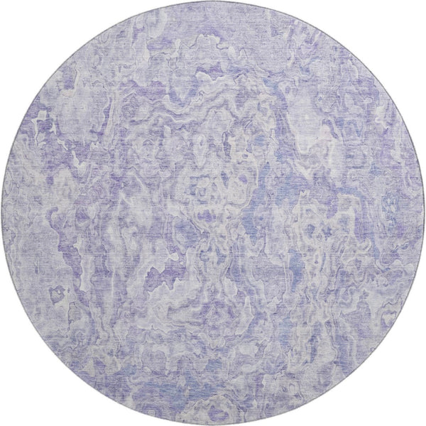HomeRoots 8' Plush Plum and Ivory Abstract Washable Round Rug - UV Protected, Stain Resistant, and Stylish! 666816