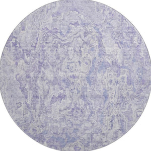 HomeRoots 8' Plush Plum and Ivory Abstract Washable Round Rug - UV Protected, Stain Resistant, and Stylish! 666816
