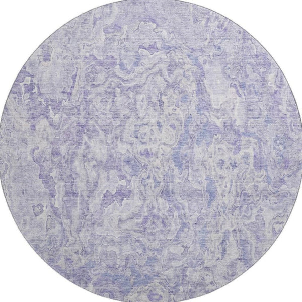 HomeRoots 8' Plush Plum and Ivory Abstract Washable Round Rug - UV Protected, Stain Resistant, and Stylish! 666816