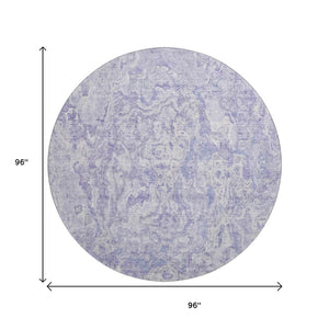 HomeRoots 8' Plush Plum and Ivory Abstract Washable Round Rug - UV Protected, Stain Resistant, and Stylish! 666816