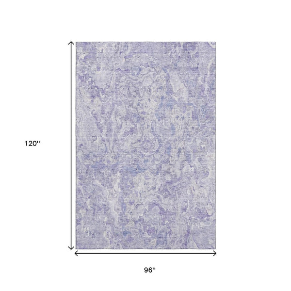 HomeRoots 8' X 10' Stylish Plum & Ivory Abstract Area Rug - Washable, UV Protected, Stain Resistant Design 666817