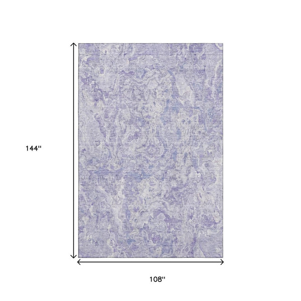 HomeRoots 9' X 12' Abstract Plum and Ivory Area Rug - Washable, UV-Protected, Stylish & Family-Friendly Design 666818