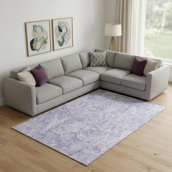 HomeRoots 9' X 12' Abstract Plum and Ivory Area Rug - Washable, UV-Protected, Stylish & Family-Friendly Design 666818