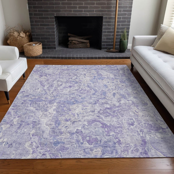 HomeRoots 9' X 12' Abstract Plum and Ivory Area Rug - Washable, UV-Protected, Stylish & Family-Friendly Design 666818