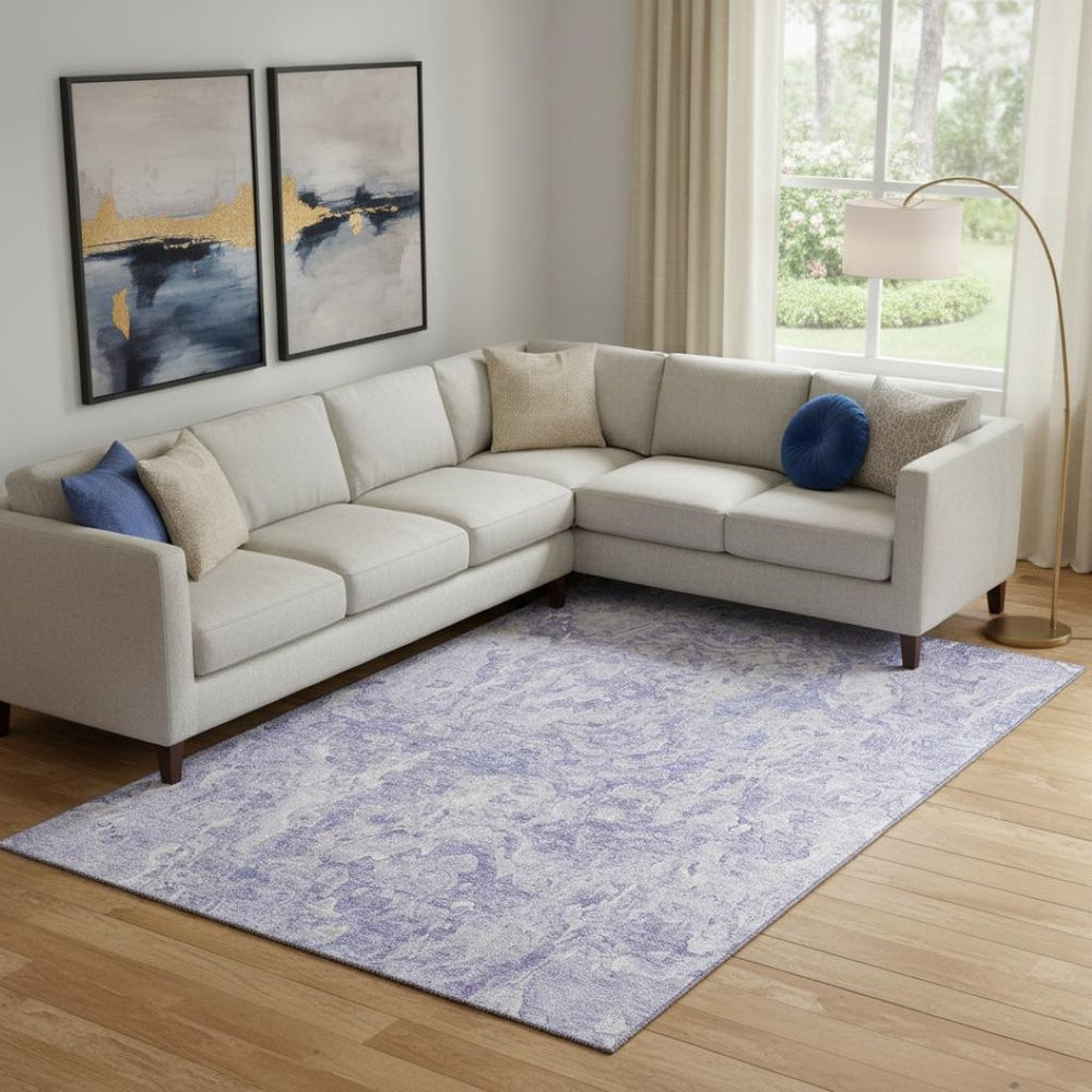 HomeRoots 10' X 14' Plum and Ivory Abstract Area Rug - Stylish, Washable, UV-Protected for Busy Homes! 666819