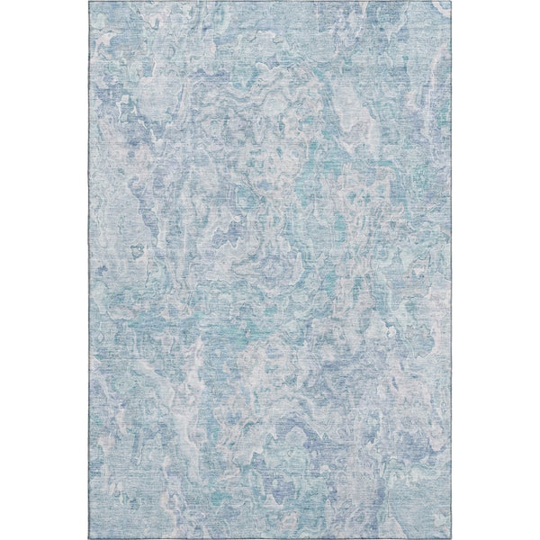 HomeRoots 5' X 8' Sky Blue & Ivory Abstract Washable Area Rug - Soft, Stylish, UV-Protected for Every Space! 666821