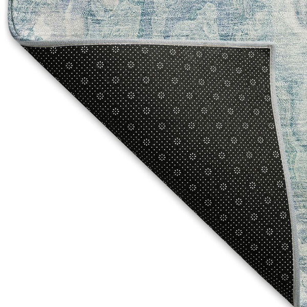 HomeRoots 5' X 8' Sky Blue & Ivory Abstract Washable Area Rug - Soft, Stylish, UV-Protected for Every Space! 666821