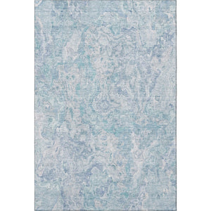 HomeRoots 5' X 8' Sky Blue & Ivory Abstract Washable Area Rug - Soft, Stylish, UV-Protected for Every Space! 666821