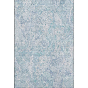 HomeRoots 8' X 10' Modern Sky Blue & Ivory Abstract Area Rug – Washable, UV Protected, Stain Resistant Design 666823
