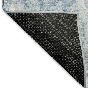 HomeRoots 8' X 10' Modern Sky Blue & Ivory Abstract Area Rug – Washable, UV Protected, Stain Resistant Design 666823