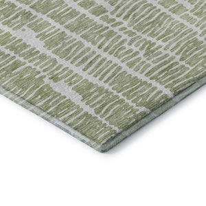 HomeRoots 8' Stylish Artichoke Green & Ivory Round Rug – Washable, UV-Protected, Durable for High-Traffic Homes 666833