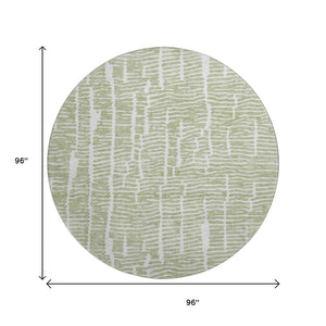 HomeRoots 8' Stylish Artichoke Green & Ivory Round Rug – Washable, UV-Protected, Durable for High-Traffic Homes 666833