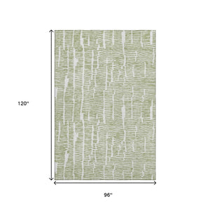 HomeRoots 8' X 10' Artichoke Green Washable Area Rug – Durable UV-Protected, Stain-Resistant Style for Homes 666834