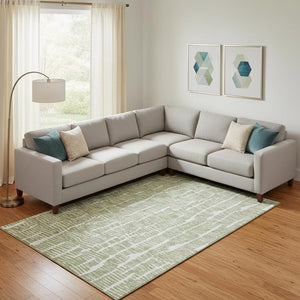HomeRoots 8' X 10' Artichoke Green Washable Area Rug – Durable UV-Protected, Stain-Resistant Style for Homes 666834