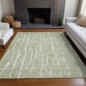 HomeRoots 8' X 10' Artichoke Green Washable Area Rug – Durable UV-Protected, Stain-Resistant Style for Homes 666834