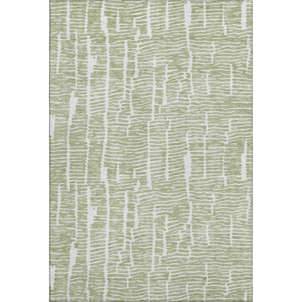 HomeRoots 9' X 12' Artichoke Green & Ivory Transitional Area Rug - Durable, Washable, UV-Protected Design 666835