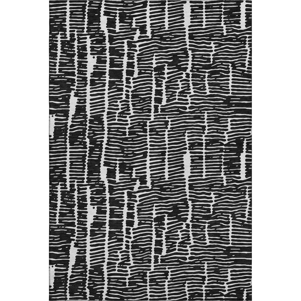 HomeRoots 10' X 14' Black and Ivory Washable Area Rug – Durable, Stylish, Stain-Resistant with UV Protection! 666842