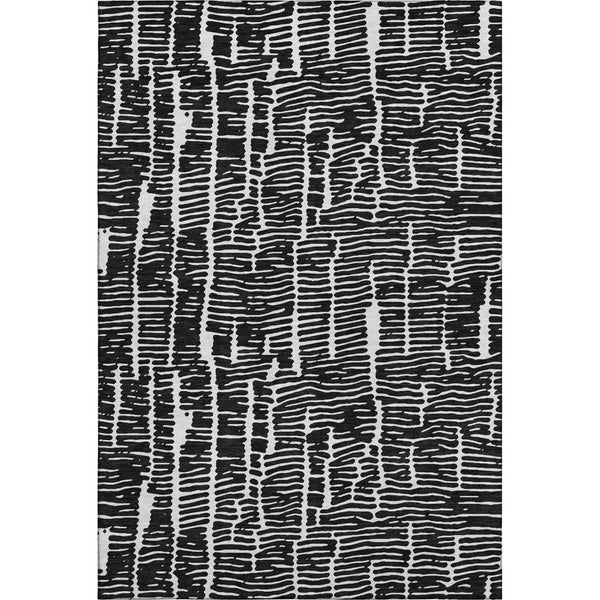 HomeRoots 10' X 14' Black and Ivory Washable Area Rug – Durable, Stylish, Stain-Resistant with UV Protection! 666842