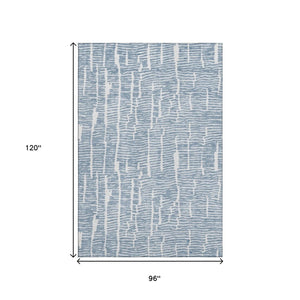 HomeRoots 8' X 10' Blue and Ivory Washable Area Rug with UV Protection – Durable, Stylish, and Stain-Resistant! 666846