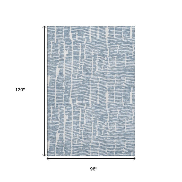 HomeRoots 8' X 10' Blue and Ivory Washable Area Rug with UV Protection – Durable, Stylish, and Stain-Resistant! 666846