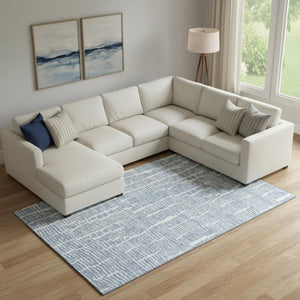 HomeRoots 8' X 10' Blue and Ivory Washable Area Rug with UV Protection – Durable, Stylish, and Stain-Resistant! 666846
