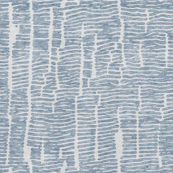 HomeRoots 10' X 14' Blue and Ivory Vermicular Washable Area Rug - Stain-Resistant, UV Protected, Stylish Design 666848