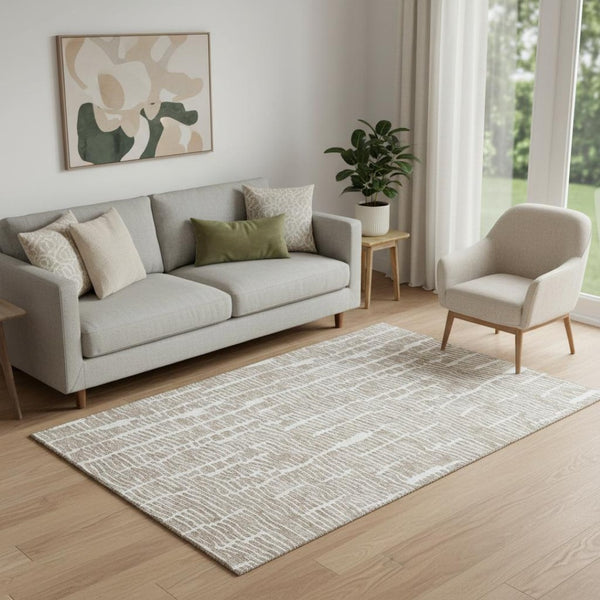 HomeRoots 5' X 8' Brown and Ivory Area Rug - Stylish, Washable, Durable with UV Protection for Busy Homes 666850