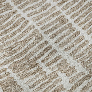 HomeRoots 8' Brown and Ivory Vermicular Round Rug - Washable, Durable, UV-Protected for Cozy Living Spaces 666851
