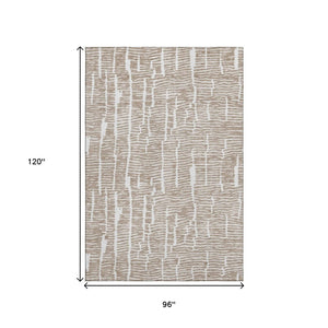 HomeRoots 8' X 10' Brown Ivory Area Rug - Washable, UV Protected, Durable Design for Modern & Classic Spaces 666852