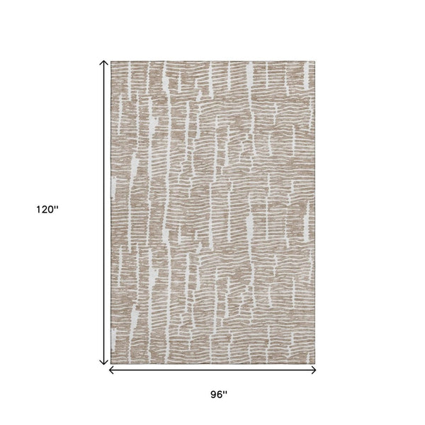 HomeRoots 8' X 10' Brown Ivory Area Rug - Washable, UV Protected, Durable Design for Modern & Classic Spaces 666852