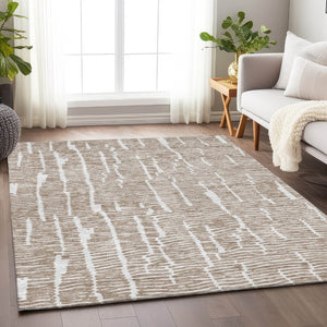 HomeRoots 8' X 10' Brown Ivory Area Rug - Washable, UV Protected, Durable Design for Modern & Classic Spaces 666852