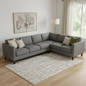 HomeRoots 9' X 12' Washable Brown & Ivory Vermicular Area Rug with UV Protection for Durable Home Style 666853