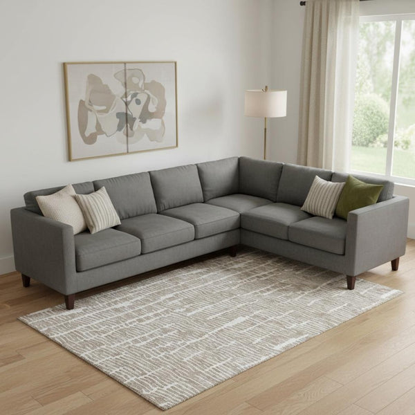 HomeRoots 9' X 12' Washable Brown & Ivory Vermicular Area Rug with UV Protection for Durable Home Style 666853