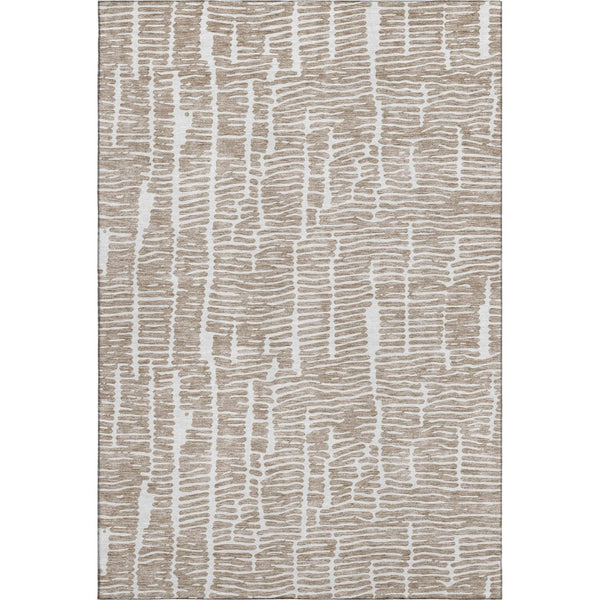 HomeRoots 9' X 12' Washable Brown & Ivory Vermicular Area Rug with UV Protection for Durable Home Style 666853