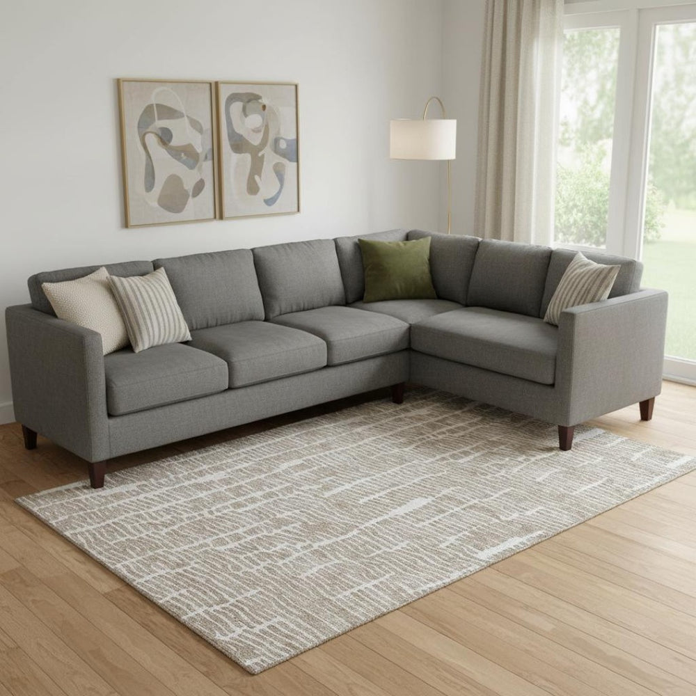 HomeRoots 10' Brown & Ivory Vermicular Washable Area Rug – Durable, Stain-Resistant with UV Protection & Style 666854